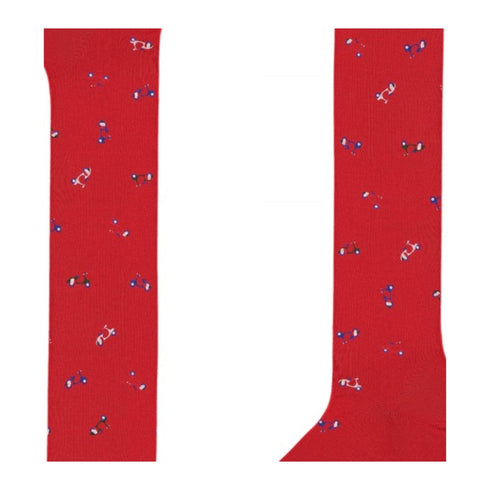 Calza Uomo lunga Italian Icon con moto Rosso Red Socks- Francavilla Moda